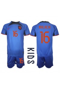 Fotbalové Dres Holandsko Tyrell Malacia #16 Dětské Venkovní Oblečení MS 2022 Krátký Rukáv (+ trenýrky)